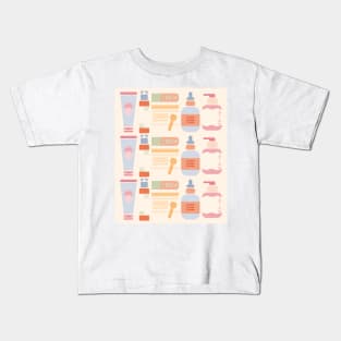 Skincare Essentials Pattern (Cream Version) Kids T-Shirt